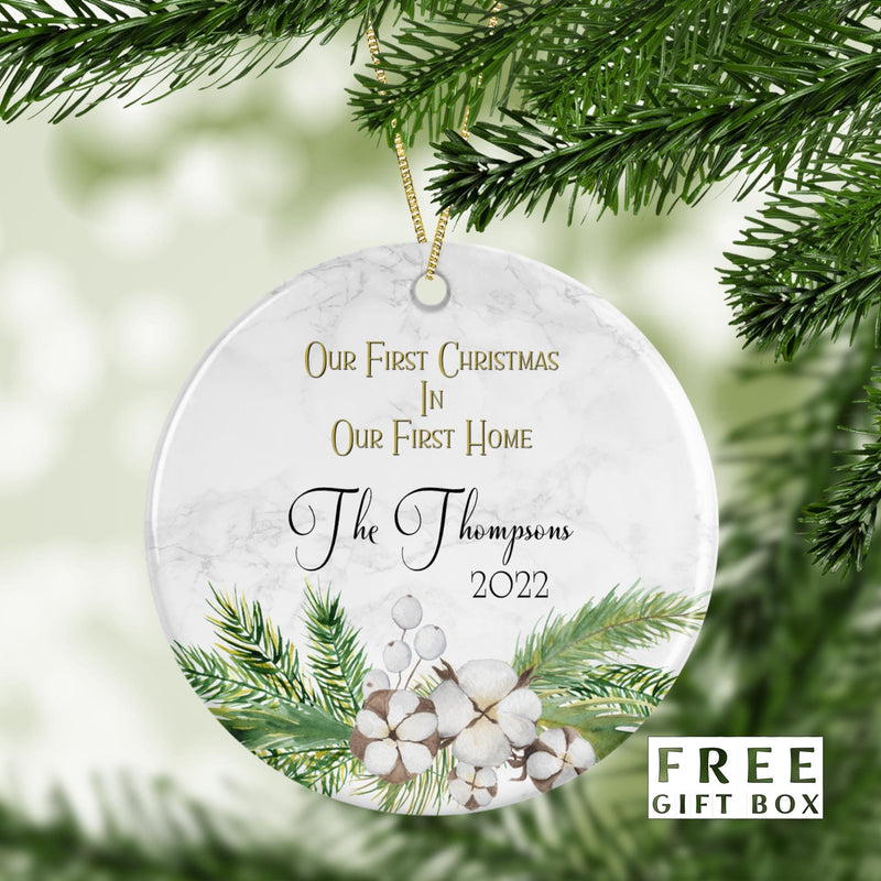 Just Married - Our First Christmas Custom Ornament - Personalized Wedding Keepsake