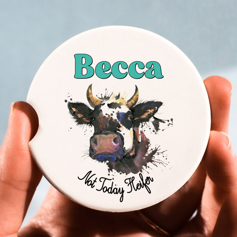 Not today Heifer, Cow, Cow Print Coasters, Car Coasters, Personalized Coaster, Anniversary Gift, Monogram Coasters, Wedding Gift, CC107