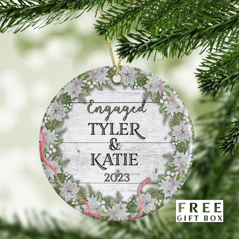 Engaged Custom Ornament: Porcelain Keepsake Gift