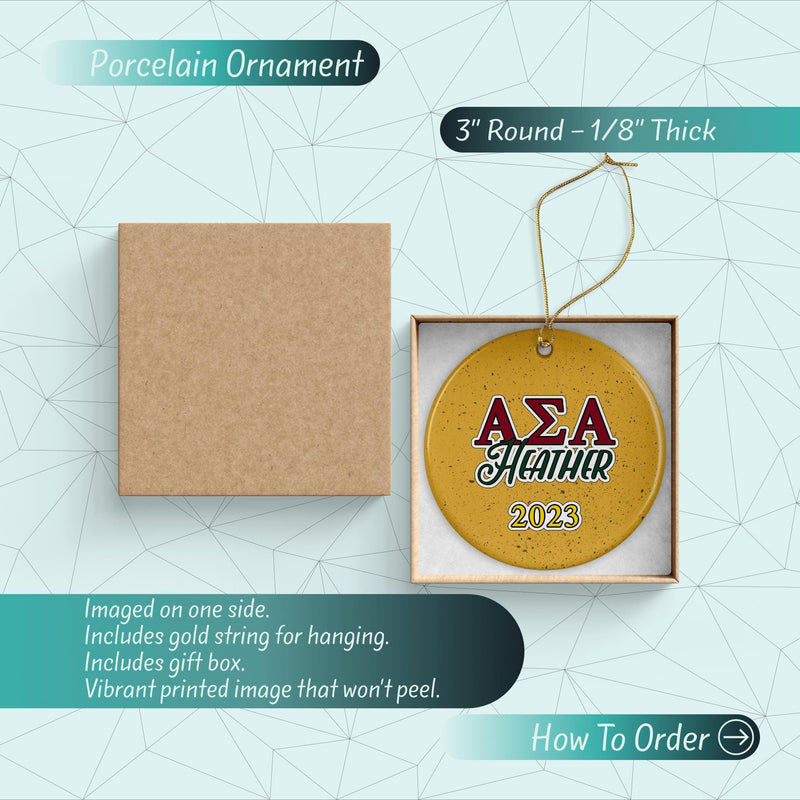 Alpha Sigma Alpha Sorority Ornament: Custom Greek Gift
