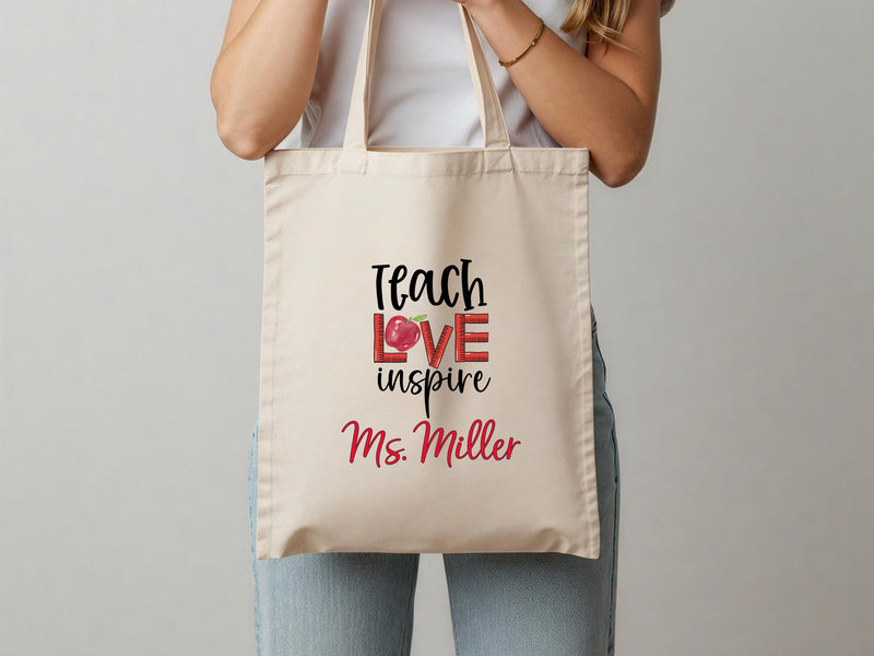 Personalized Teacher Canvas Tote Bag: Appreciation Gift