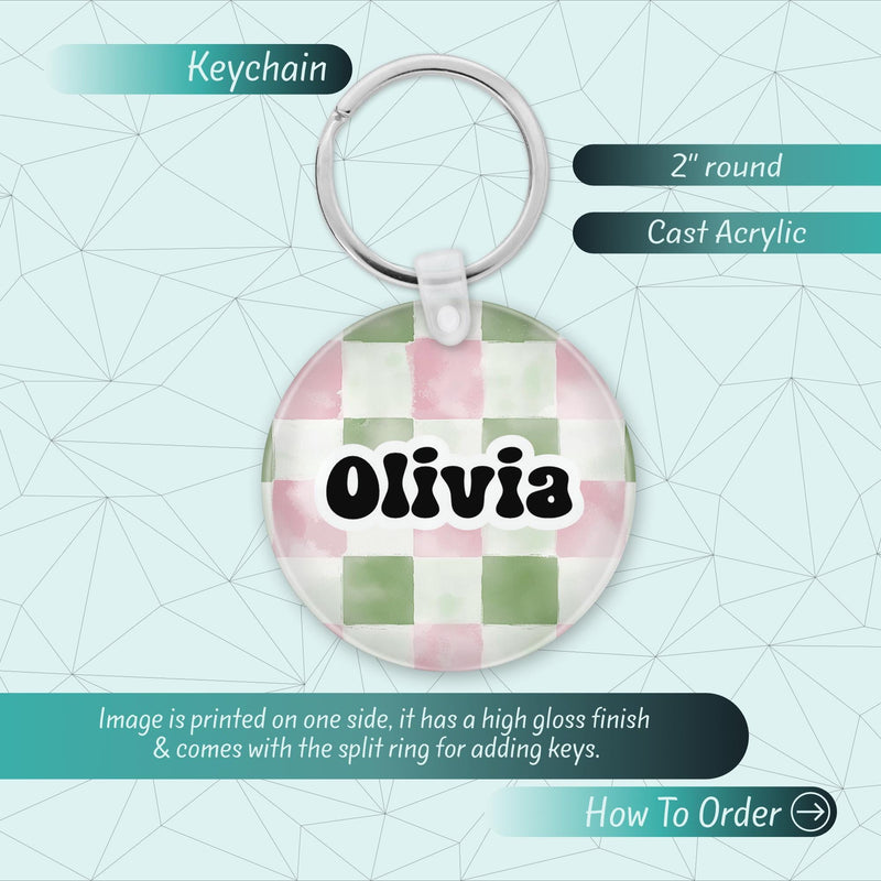 Custom Name Keychain – Cute Acrylic Keychain, Bridesmaid Gift, Shabby Chic Bag Charm