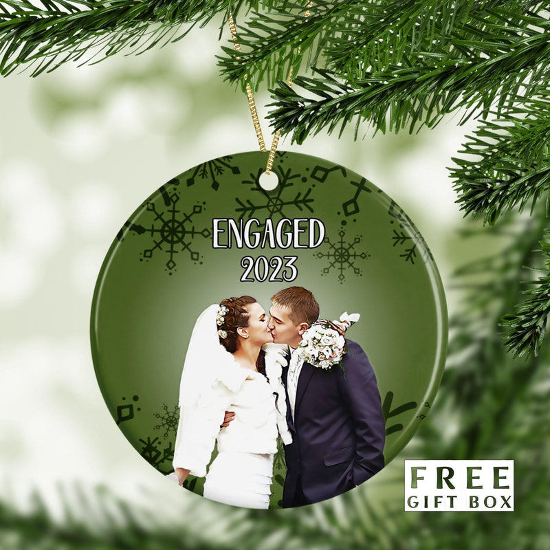 Custom Mr and Mrs Photo Ornament - First Christmas Engagement & Wedding Keepsake