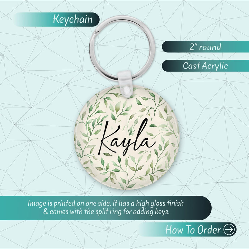 Custom Name Keychain – Cute Acrylic Keychain, Bridesmaid Gift, Shabby Chic Bag Charm