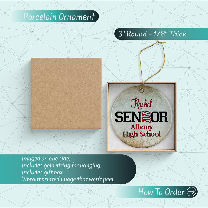 Personalized Graduation Ornament: Porcelain Keepsake with Gift Box