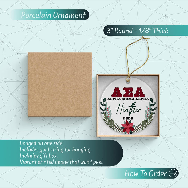 Alpha Sigma Alpha Sorority Ornament: Custom Greek Gift