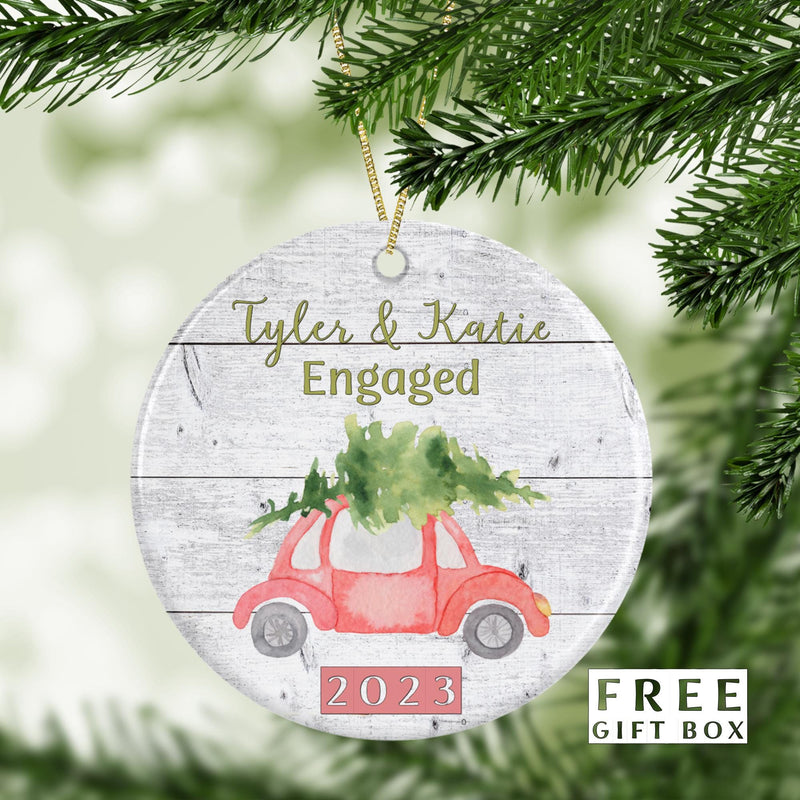 Engaged Custom Ornament: Porcelain Keepsake Gift