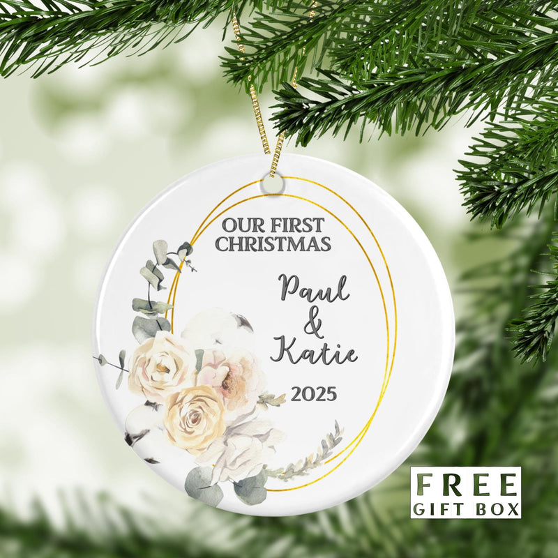 Our First Christmas Custom Couple Ornament - Perfect Stocking Stuffer