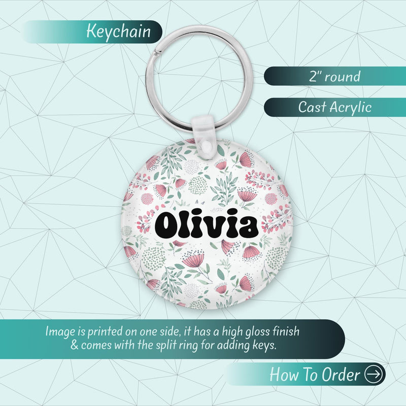 Custom Name Keychain – Cute Acrylic Keychain, Bridesmaid Gift, Shabby Chic Bag Charm