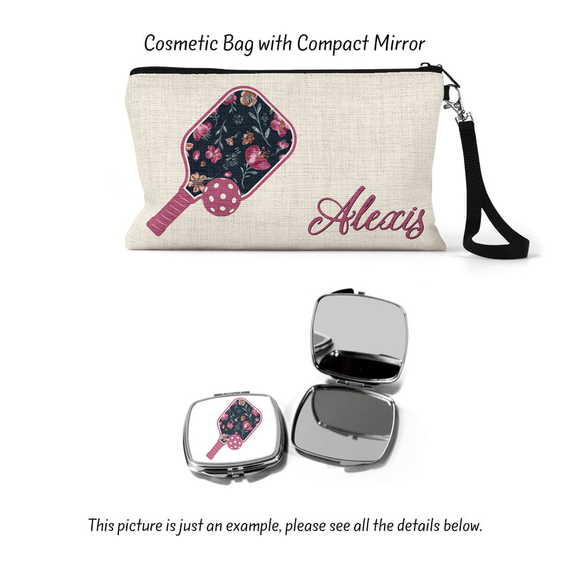 Pickleball Team Cosmetic Bag: Linen Zipper Pouch, Sports Gift