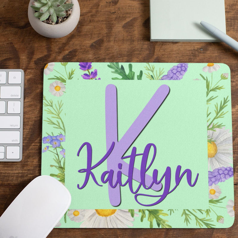Daisy Mouse Pad: Personalized Floral Initial, Birthday Gift