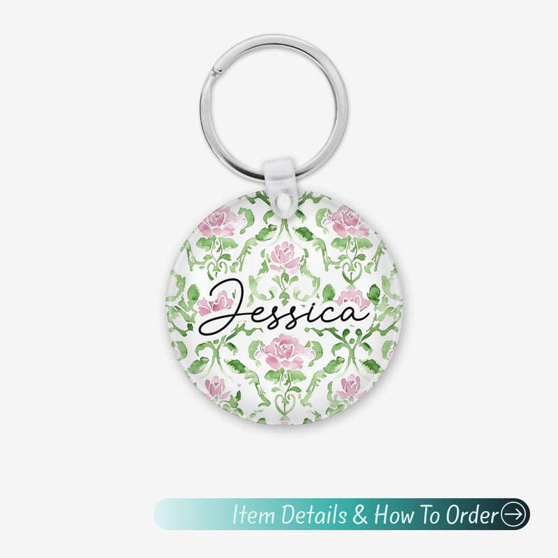 Custom Name Keychain – Cute Acrylic Keychain, Bridesmaid Gift, Shabby Chic Bag Charm