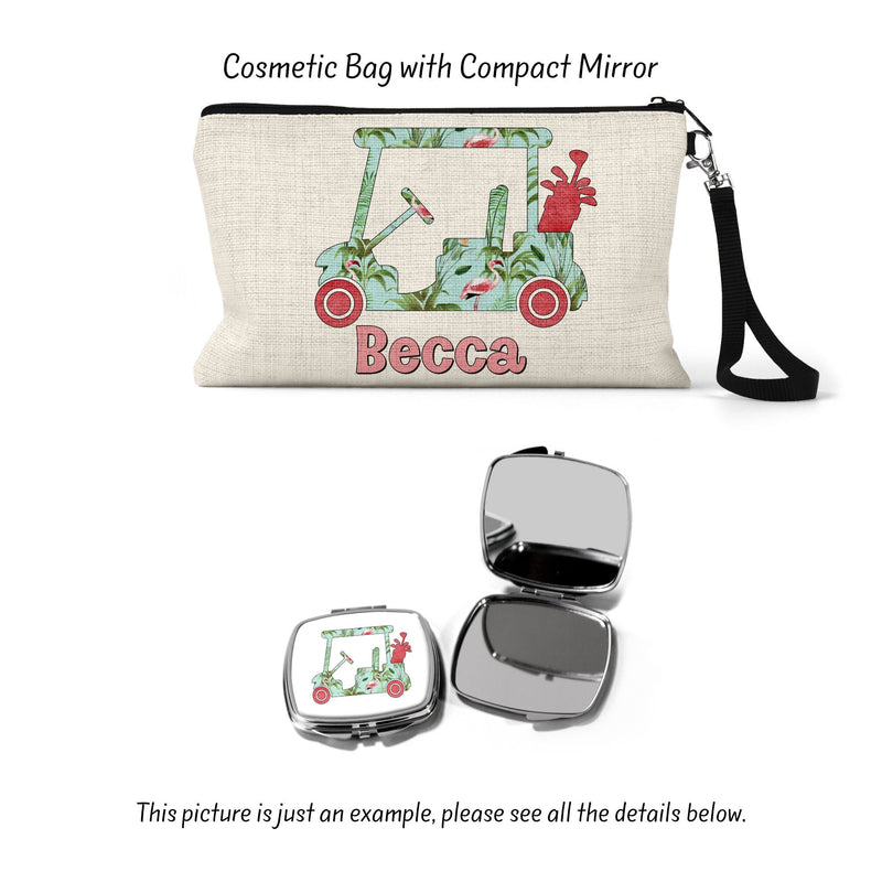 Personalized Golf Cart Linen Makeup Bag: Golf Lover Gift