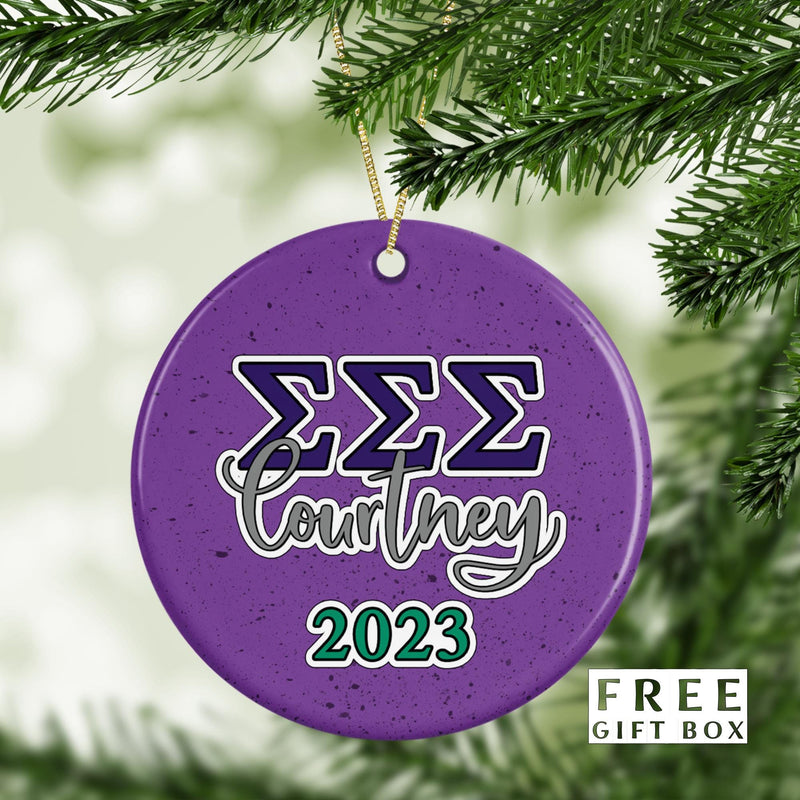 Tri Sigma Sorority Ornament: Custom Porcelain Greek Gift