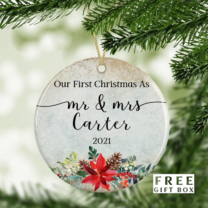 Our First Christmas Keepsake - Custom Wedding Ornament for Newlyweds