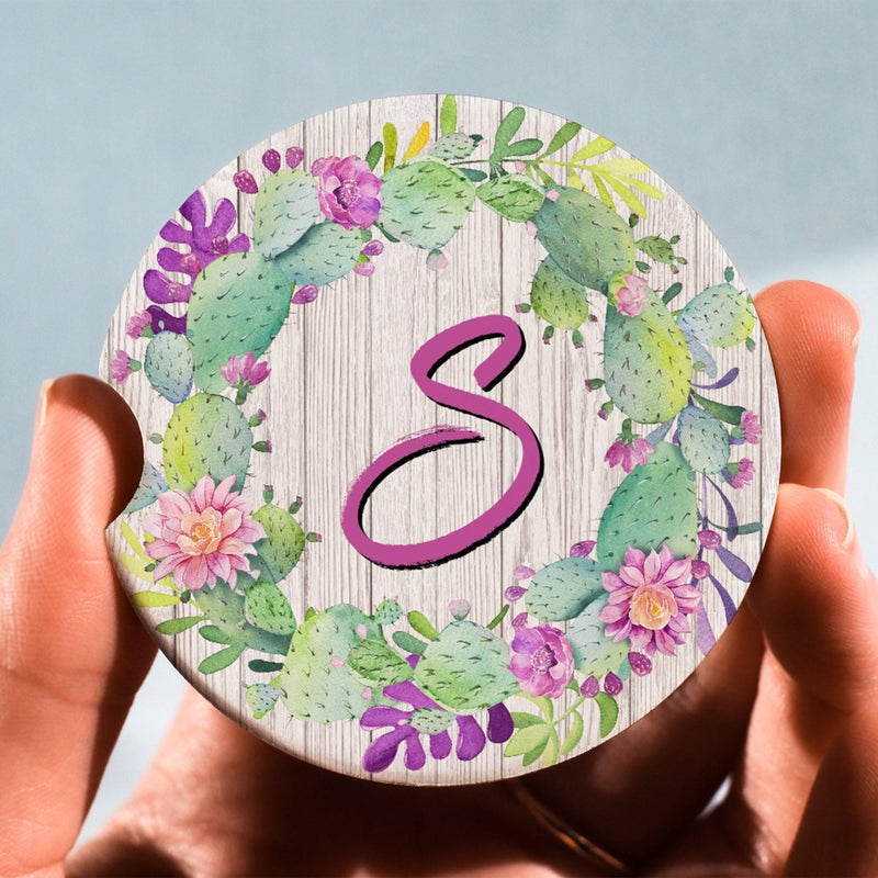 Cactus Car Coasters, New Car, Personalized Gift, Anniversary Gift, Monogram Coasters, Wedding Gift, Car Accessories, Coasters Sets, CC68