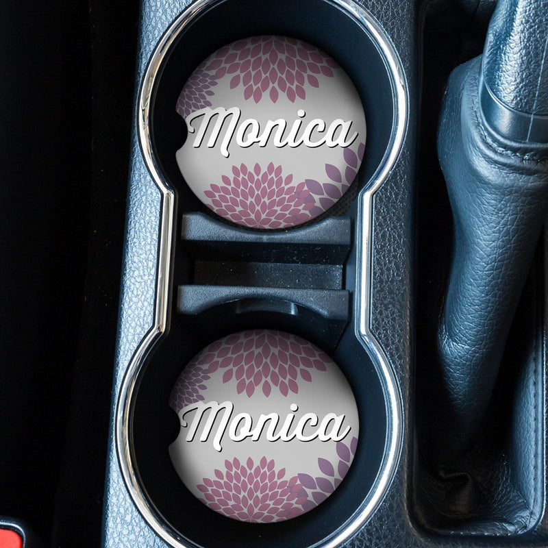 Car Coasters, Dahlia Coaster, Personalized Gift, Anniversary Gift, Monogram Coasters, Wedding Gift, Car Accessories, Coasters Sets, CC61