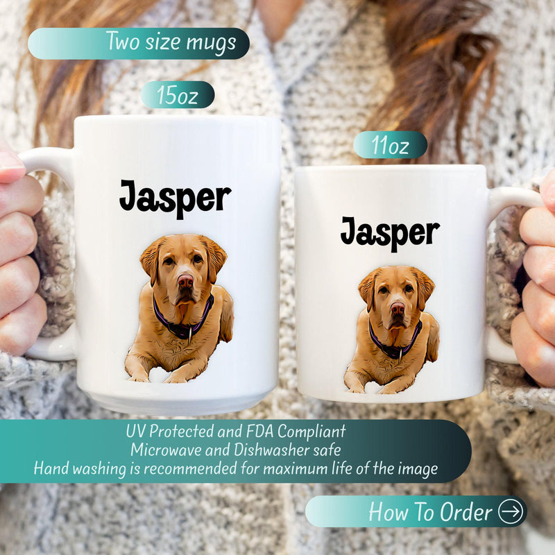 Custom Pet Portrait Mug: Personalized Dog & Cat Lover Gift