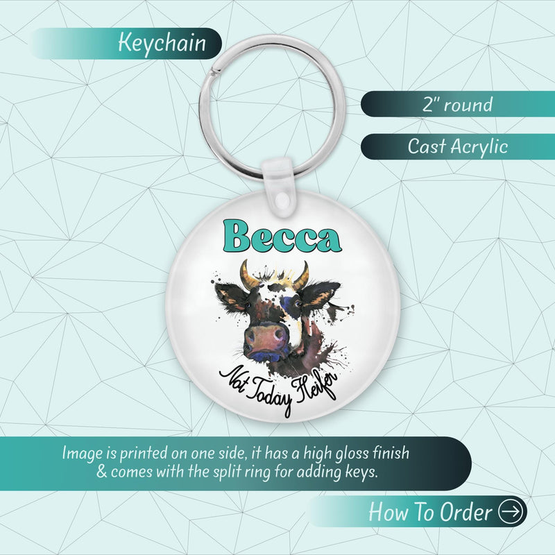 Cow Print Acrylic Name Keychain: Custom Bag Charm