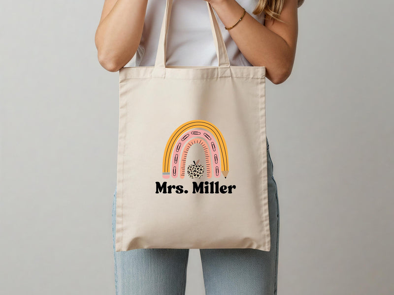 Personalized Teacher Canvas Tote Bag: Appreciation Gift
