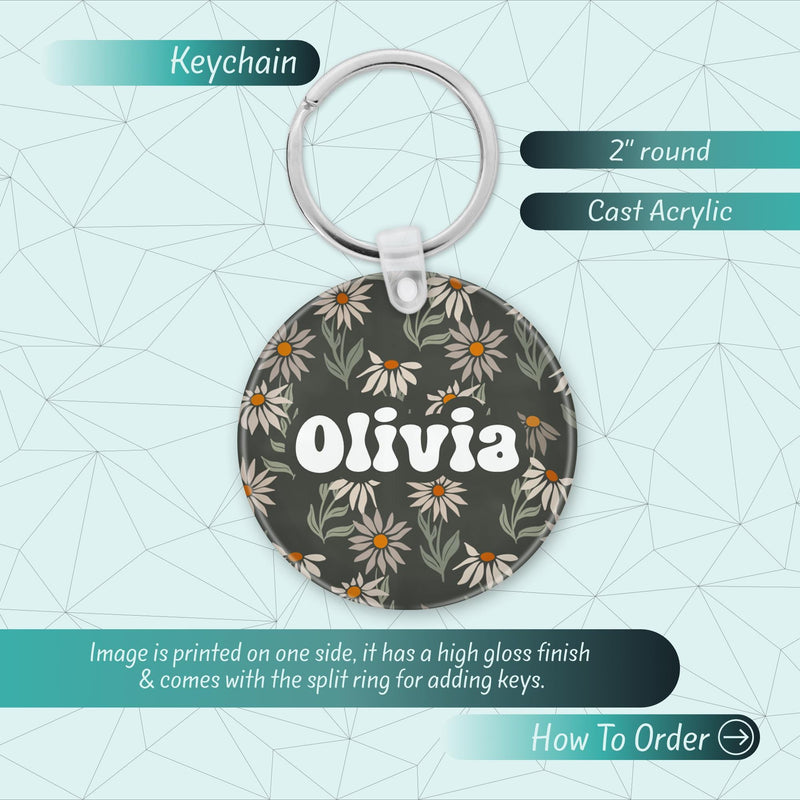 Custom Name Keychain – Cute Acrylic Keychain, Bridesmaid Gift, Shabby Chic Bag Charm