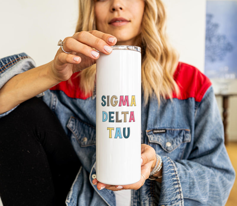 Sigma Delta Tau Skinny Tumbler - Perfect Sorority Gift