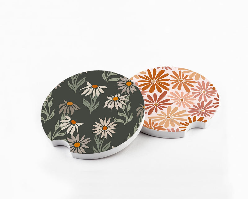 Floral Car Coaster Set: Trendy Car Accessories