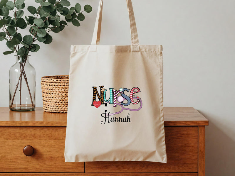Personalized Nurse Tote Bag: Cotton Canvas Gift