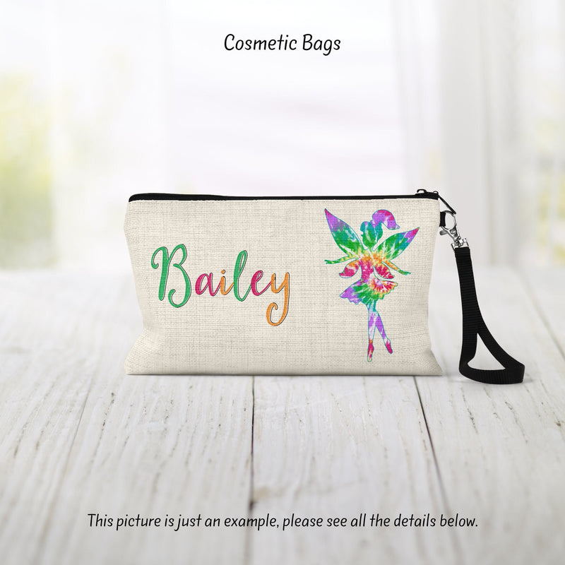 Linen Zippered Cosmetic Bag: Large Travel Pouch with Wrist Strap