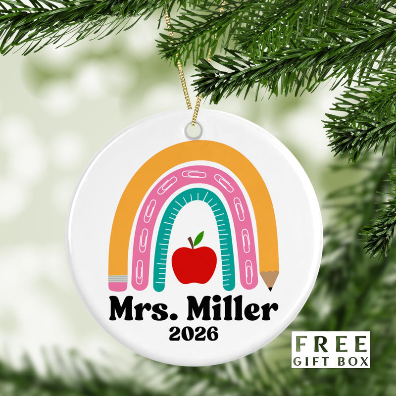 Personalized Teacher Ornament: Ceramic Holiday Keepsake Gift
