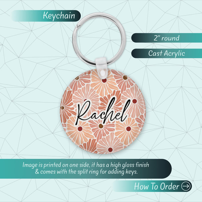 Custom Name Keychain – Cute Acrylic Keychain, Bridesmaid Gift, Shabby Chic Bag Charm