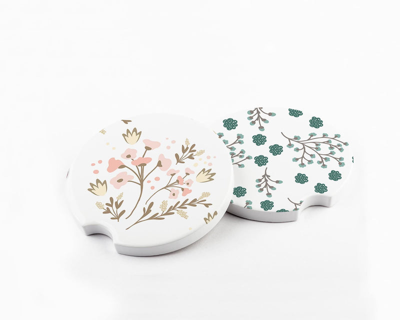 Floral Car Coaster Set: Trendy Car Accessories