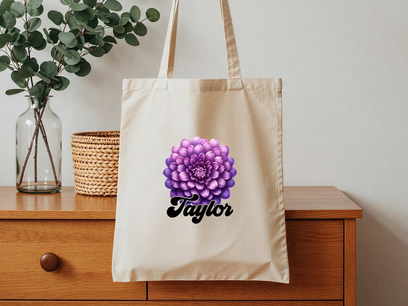 Chrysanthemum Birth Month Daisy Canvas Tote Bag - Personalized Beach & Bridesmaid Gift