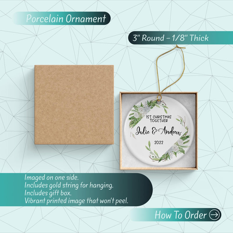 Just Married - Our First Christmas Custom Ornament - Personalized Wedding Keepsake