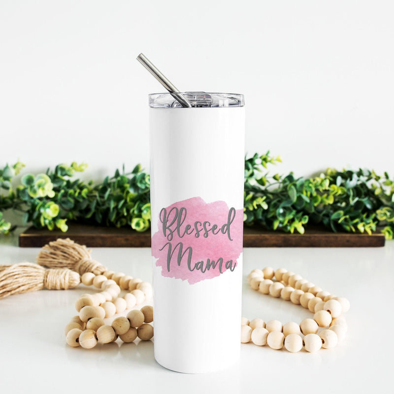 Blessed Mama, Gift for Her, Skinny Tumbler, Mothers Day Gift, Unique Gifts, Bridesmaid Gift, Bachelorette Party, Gift for Mom, DS10