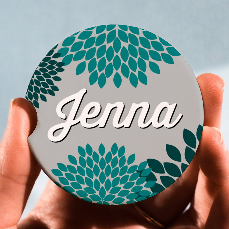 Car Coasters, Dahlia Coaster, Personalized Gift, Anniversary Gift, Monogram Coasters, Wedding Gift, Car Accessories, Coasters Sets, CC60