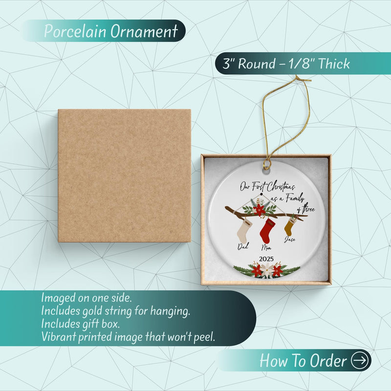 Personalized Ceramic Family Ornament – Baby’s First Christmas Keepsake