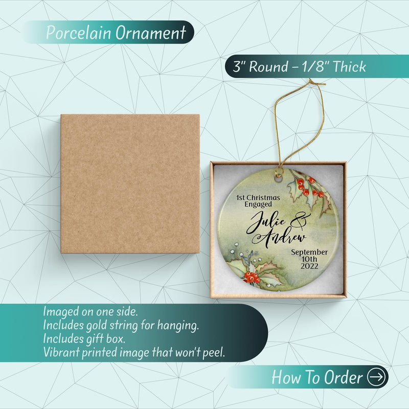 Just Married - Our First Christmas Custom Ornament - Personalized Wedding Keepsake