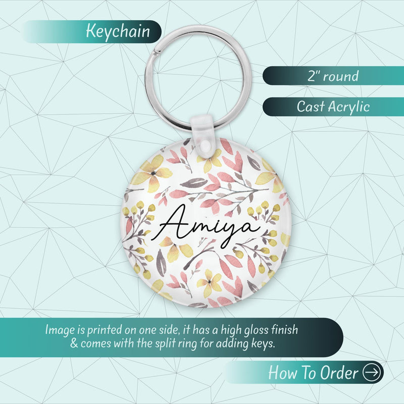 Custom Name Keychain – Cute Acrylic Keychain, Bridesmaid Gift, Shabby Chic Bag Charm
