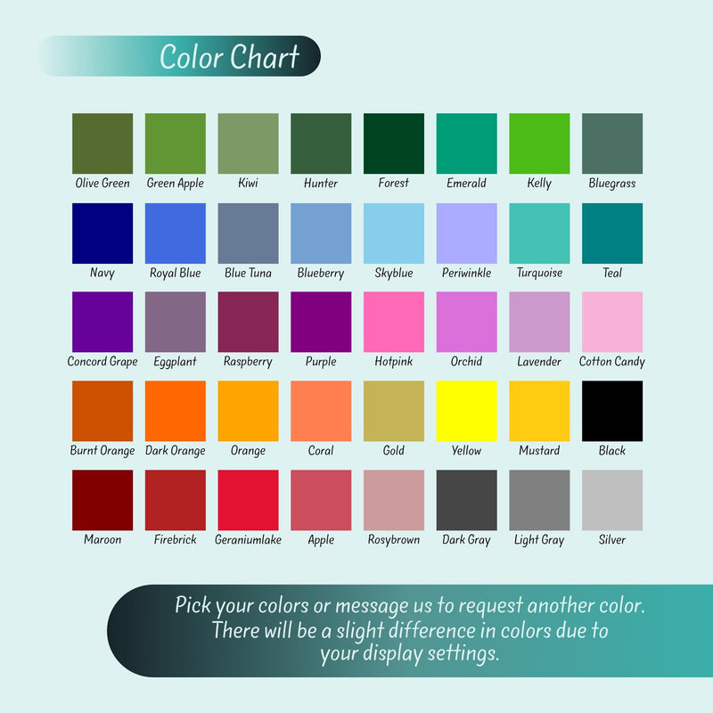 The image is a color chart displaying a variety of colors, including shades of green, blue, purple, and others.