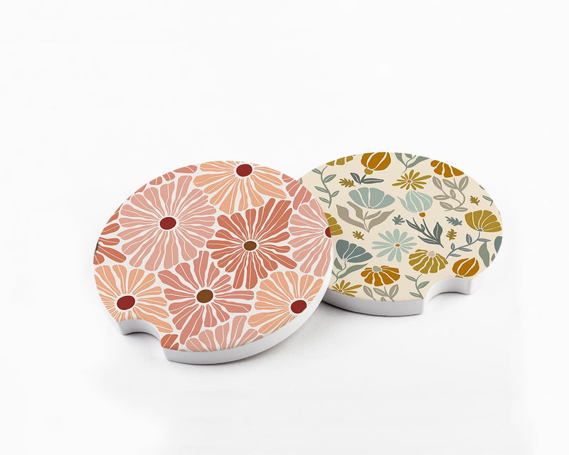 Floral Car Coaster Set: Trendy Car Accessories