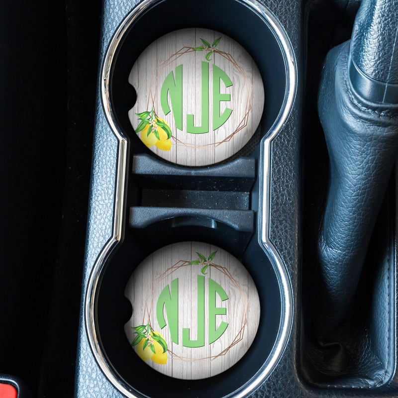 Lemons, Lemon Coasters, Car Coasters, Personalized Coaster, Anniversary Gift, Monogram Coasters, Wedding Gift, Monogrammed Gifts, CC99