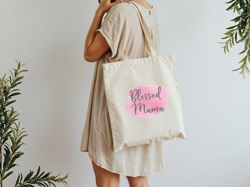 Blessed Mama, Gift for Mom, Gift for Mother, Gift for Her, Tote Bag, Canvas Tote Bag, Canvas Bag, Shoulder Bag, Mother&