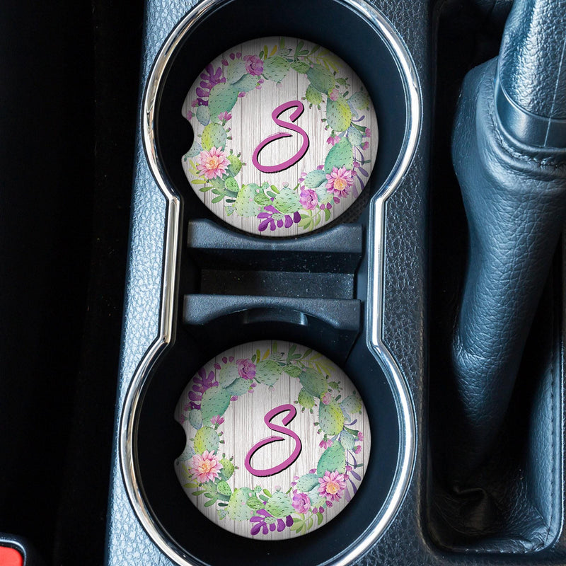Cactus Car Coasters, New Car, Personalized Gift, Anniversary Gift, Monogram Coasters, Wedding Gift, Car Accessories, Coasters Sets, CC68
