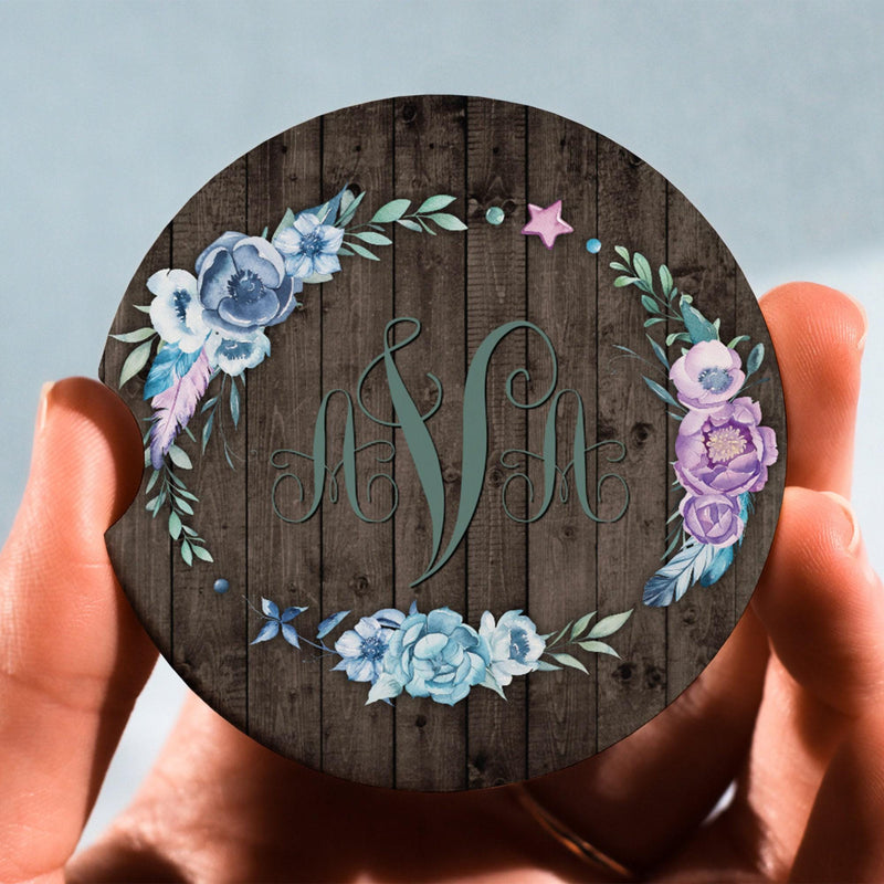Boho Car Coasters - Cute Custom Coaster Set for Car Decor & Wedding Favors
