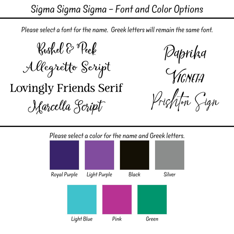 Tri Sigma Sorority Ornament: 3" Porcelain Greek Gift Custom