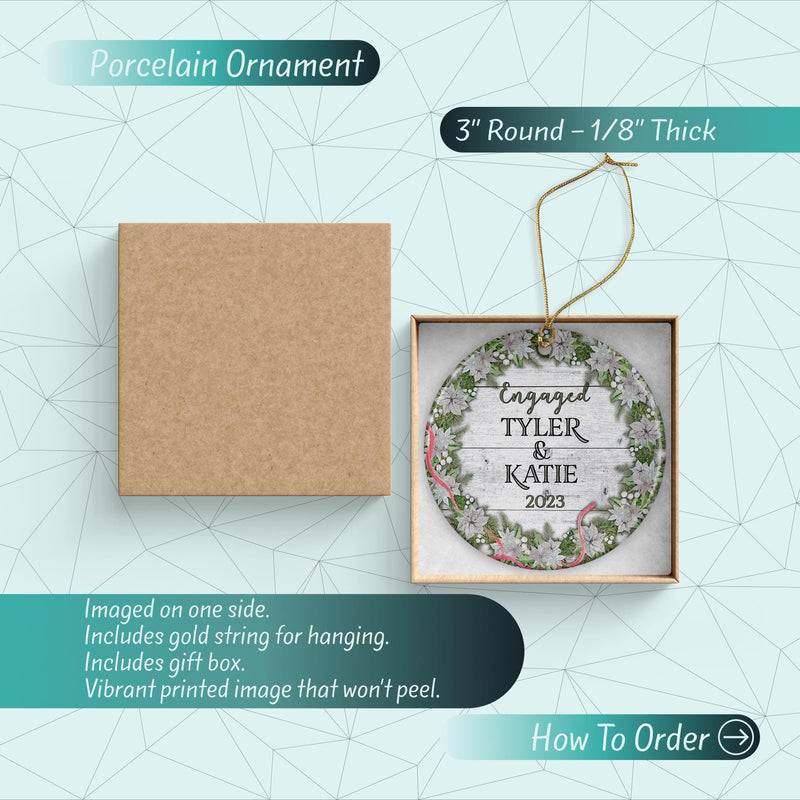 Engaged Custom Ornament: Porcelain Keepsake Gift