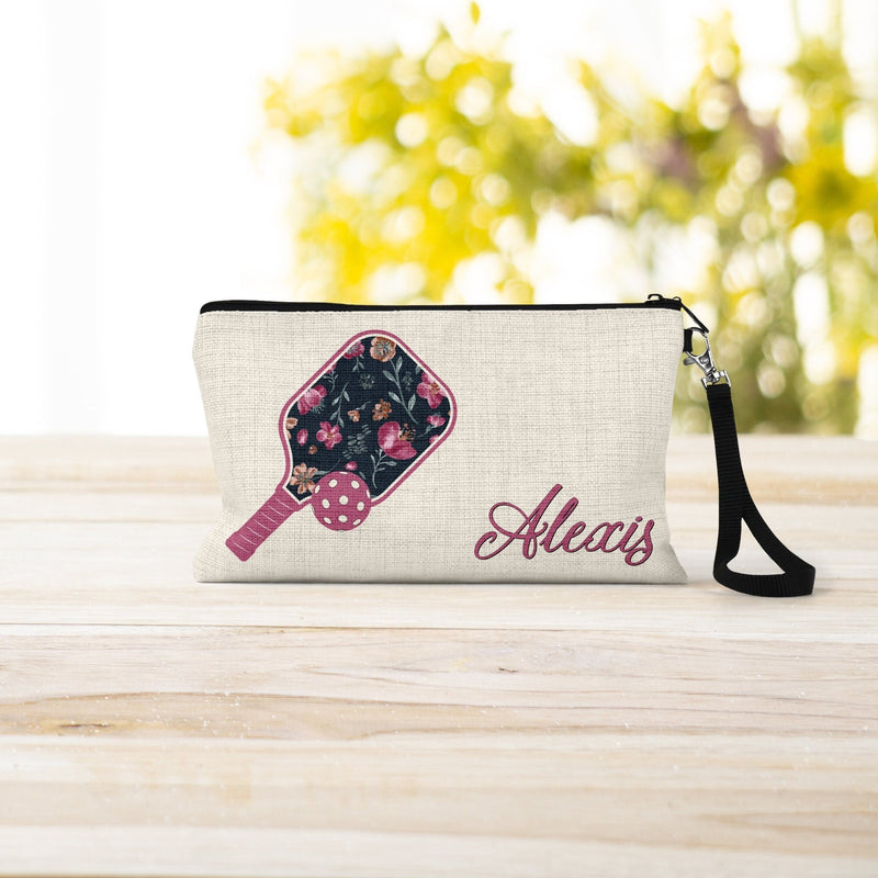 Pickleball Team Cosmetic Bag: Linen Zipper Pouch, Sports Gift