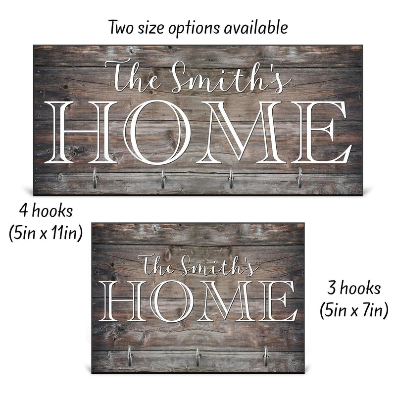 Personalized Key Holder for Wall: MDF Wood with Silver Hooks