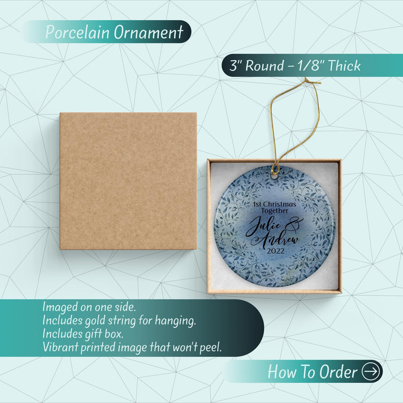 Just Married - Our First Christmas Custom Ornament - Personalized Wedding Keepsake